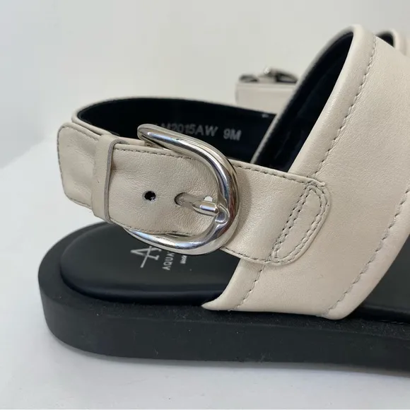Aquatalia | Joni Leather Sporty Slingback Sandals in Eggshell Ivory Sz 9M