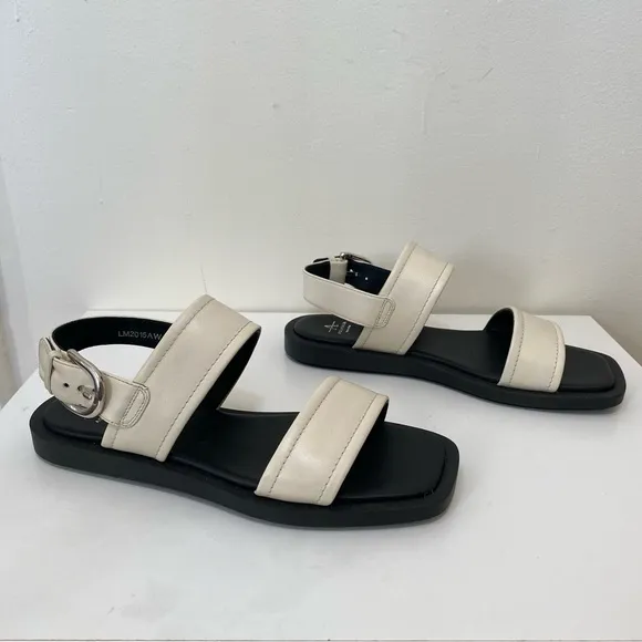 Aquatalia | Joni Leather Sporty Slingback Sandals in Eggshell Ivory Sz 9M