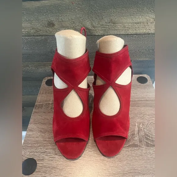 AQUAZZURA Red &quot;Sexy Thing&quot; Suede Sandals sz 40 (US 10)