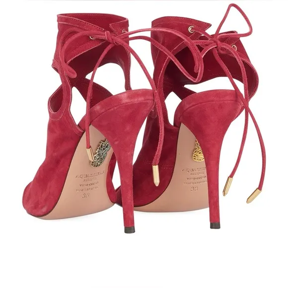 AQUAZZURA Red &quot;Sexy Thing&quot; Suede Sandals sz 40 (US 10)