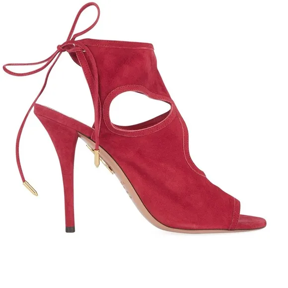 AQUAZZURA Red &quot;Sexy Thing&quot; Suede Sandals sz 40 (US 10)