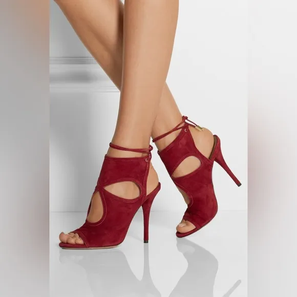 AQUAZZURA Red &quot;Sexy Thing&quot; Suede Sandals sz 40 (US 10)