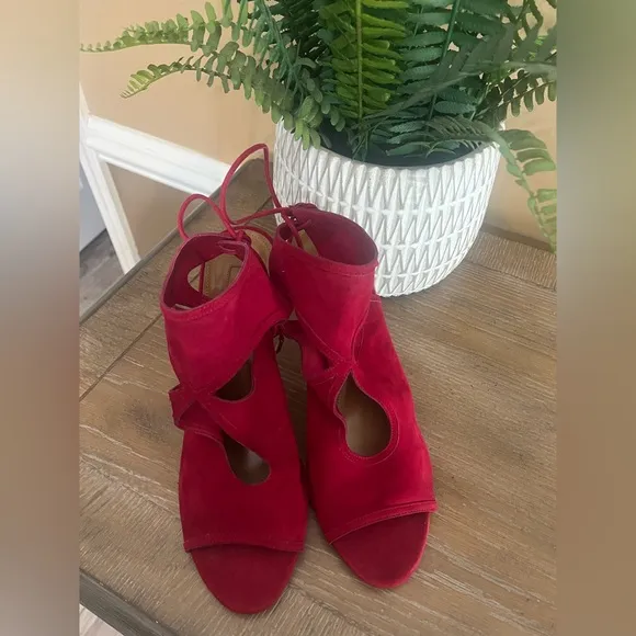 AQUAZZURA Red &quot;Sexy Thing&quot; Suede Sandals sz 40 (US 10)