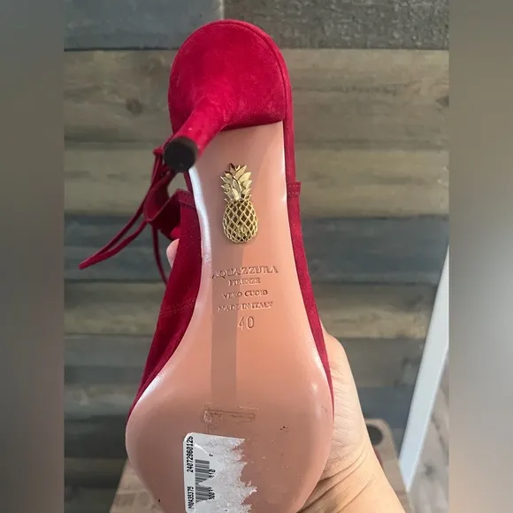 AQUAZZURA Red &quot;Sexy Thing&quot; Suede Sandals sz 40 (US 10)