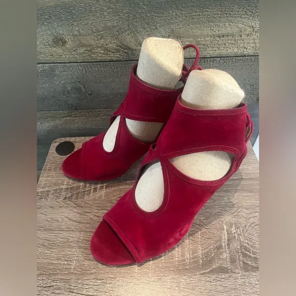 AQUAZZURA Red &quot;Sexy Thing&quot; Suede Sandals sz 40 (US 10)