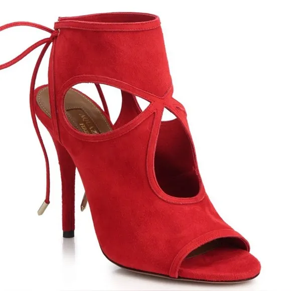 AQUAZZURA Red &quot;Sexy Thing&quot; Suede Sandals sz 40 (US 10)