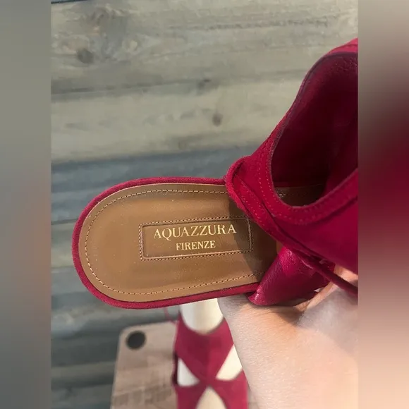 AQUAZZURA Red &quot;Sexy Thing&quot; Suede Sandals sz 40 (US 10)