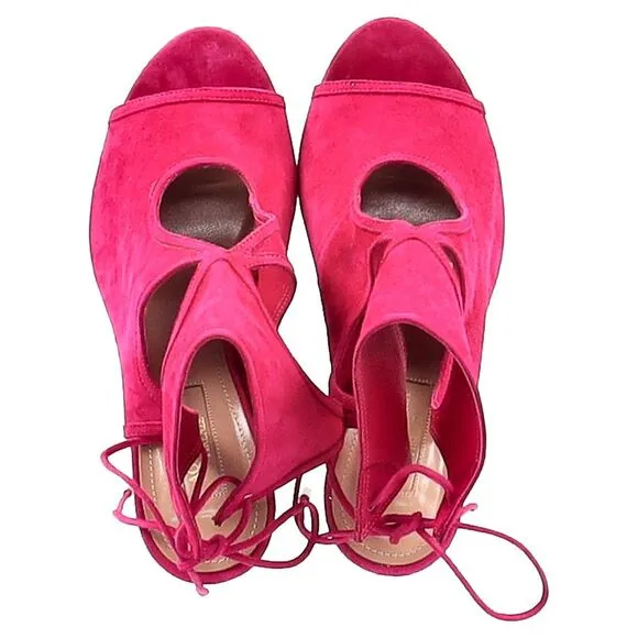 Aquazzura Sexy Thing Sandals in Pink Suede
