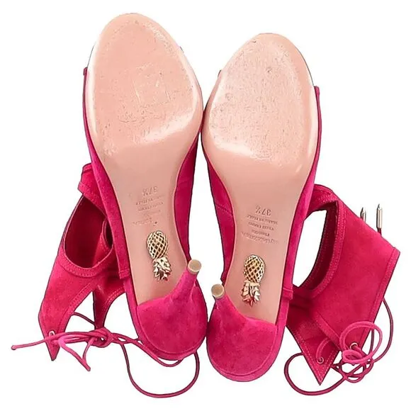 Aquazzura Sexy Thing Sandals in Pink Suede