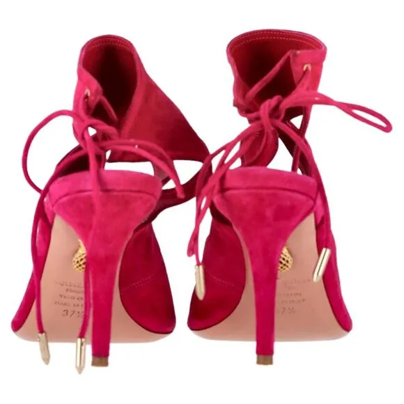 Aquazzura Sexy Thing Sandals in Pink Suede