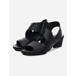 Arche Jaylhy Sandals Black Leather Low Heels Strappy Cut-Out Cutouts Edgy Travel