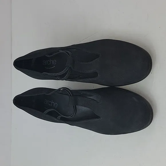 Arche Picto Wedge Heel Black Suede Leather Women's Sandals