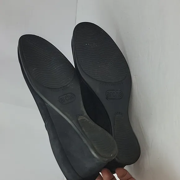 Arche Picto Wedge Heel Black Suede Leather Women's Sandals