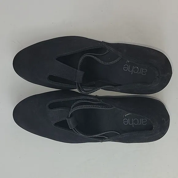 Arche Picto Wedge Heel Black Suede Leather Women's Sandals