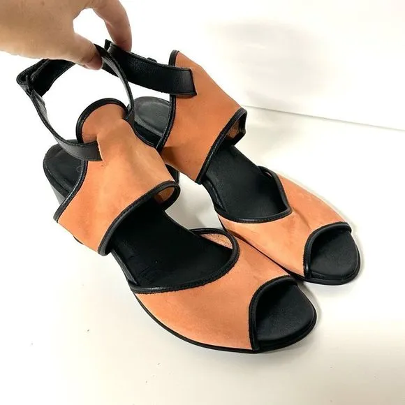 Arche Womens Leiga Heeled Slingback Sandal Coral Peach Size 38