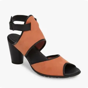 Arche Womens Leiga Heeled Slingback Sandal Coral Peach Size 38
