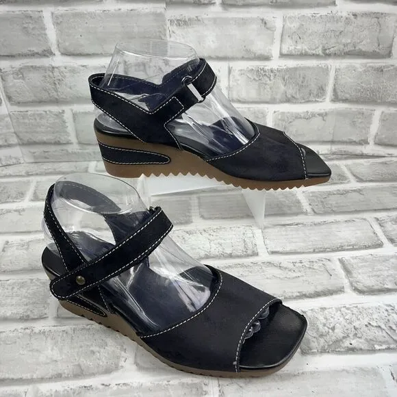 ARCHE Women's Size 8.5 US- 39 EU Nubuck Suede Wedge Adjustable Sandals