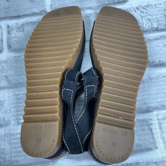 ARCHE Women's Size 8.5 US- 39 EU Nubuck Suede Wedge Adjustable Sandals