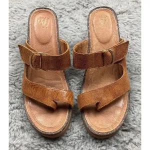 Ariat crocodile embossed leather wedge sandals