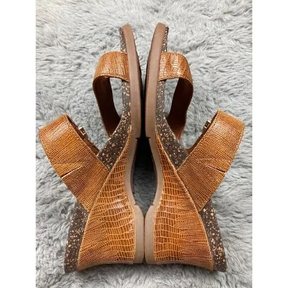 Ariat crocodile embossed leather wedge sandals