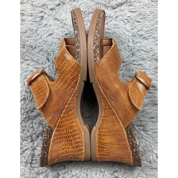 Ariat crocodile embossed leather wedge sandals