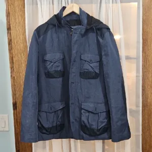 Armani Exchange Blue Hooded Coat