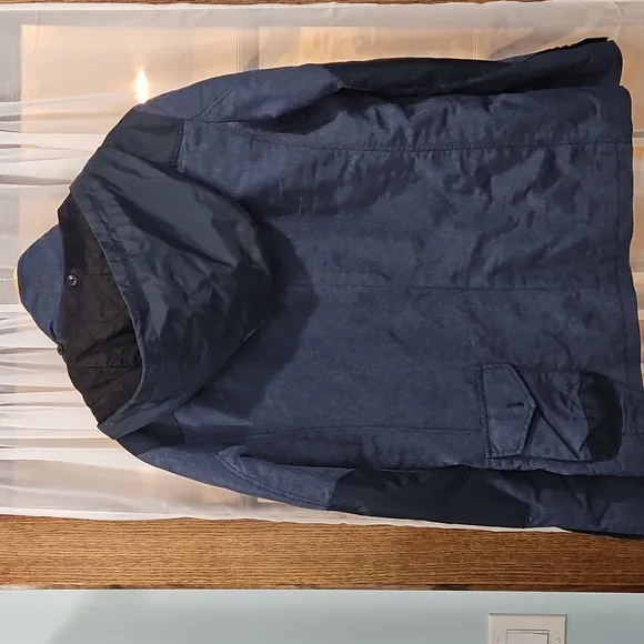 Armani Exchange Blue Hooded Coat