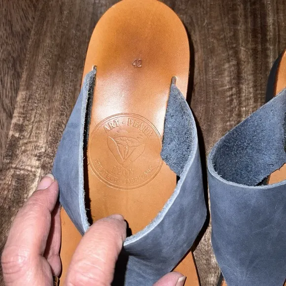 Art Peaux Lyon Handmade Tonunga Blue‎ Leather Sandals w/Vibram Soles-42/11.5