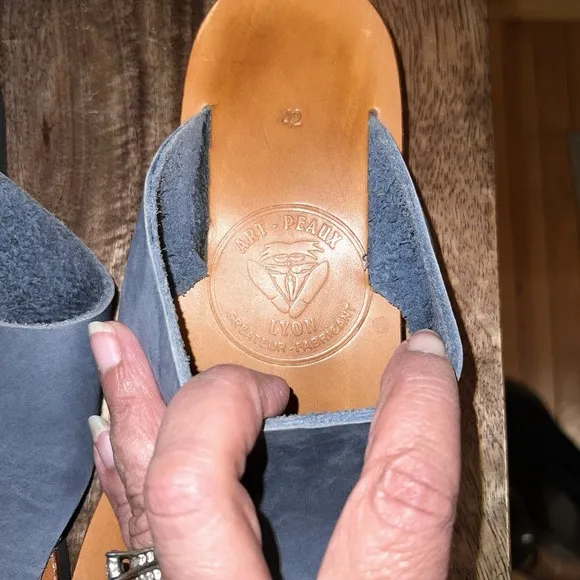 Art Peaux Lyon Handmade Tonunga Blue‎ Leather Sandals w/Vibram Soles-42/11.5