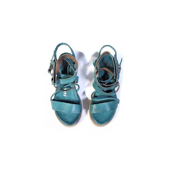 A.S. 98 Womens Sandals 'Labo' Emerald Green Leather Platform Sandals  Sz…