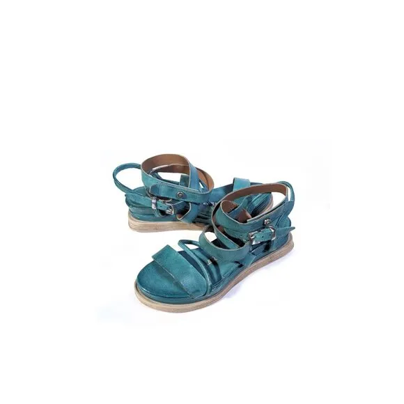A.S. 98 Womens Sandals 'Labo' Emerald Green Leather Platform Sandals  Sz…