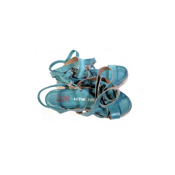 A.S. 98 Womens Sandals 'Labo' Emerald Green Leather Platform Sandals  Sz…