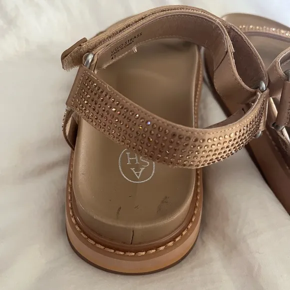 ASH Sandals Rhinestone Straps Color Nude EU Size 41 US Size 10.5 UGOSTRASS01 New