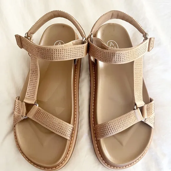 ASH Sandals Rhinestone Straps Color Nude EU Size 41 US Size 10.5 UGOSTRASS01 New