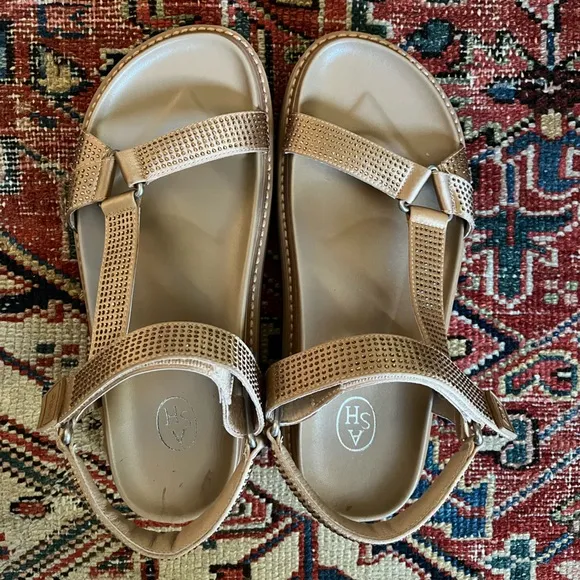 ASH Sandals Rhinestone Straps Color Nude EU Size 41 US Size 10.5 UGOSTRASS01 New