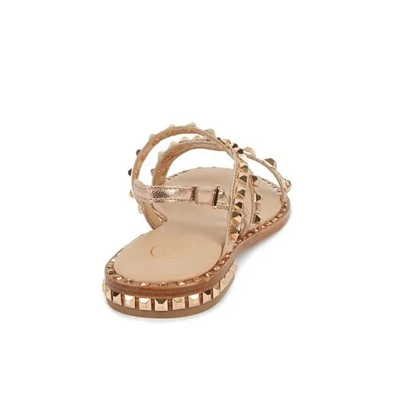 ASH Studded Leather Strappy Sandals in Ligth Gold  Size EU 36/ US 6