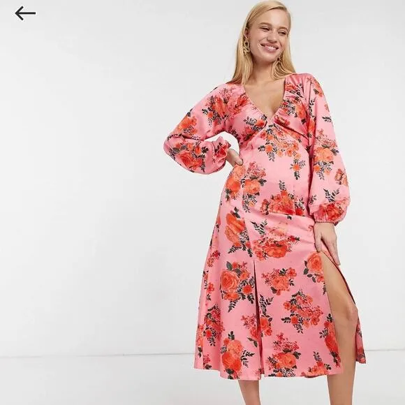 ASOS Design Pink Floral Maxi - Size 4
