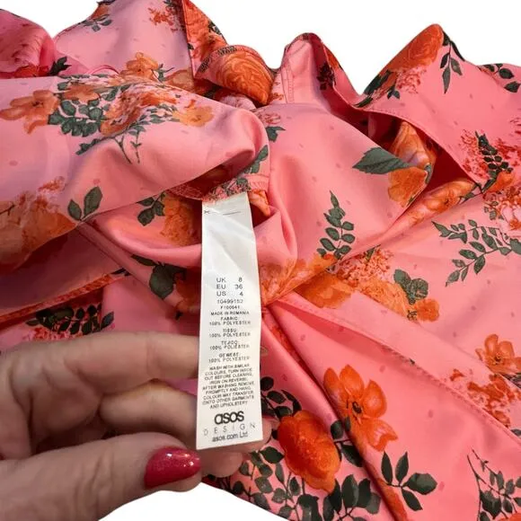 ASOS Design Pink Floral Maxi - Size 4