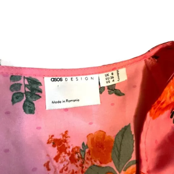 ASOS Design Pink Floral Maxi - Size 4