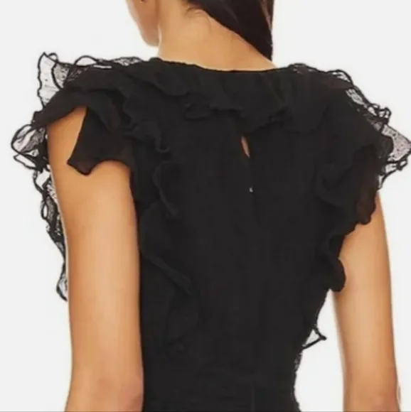 ASTR the Label Tiara Ruffle Black Maxi Dress NWT $188 SZ XS