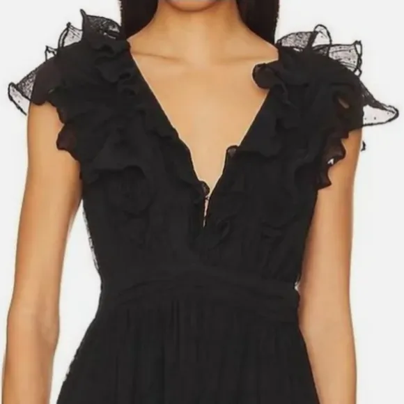 ASTR the Label Tiara Ruffle Black Maxi Dress NWT $188 SZ XS