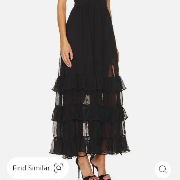 ASTR the Label Tiara Ruffle Black Maxi Dress NWT $188 SZ XS