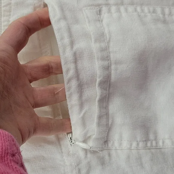 Athleta 100% Linen Pull On Drawstring Shorts White Size 8