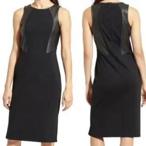Athleta Ponte On the Town Faux Leather Sleeveless Midi Dress Small