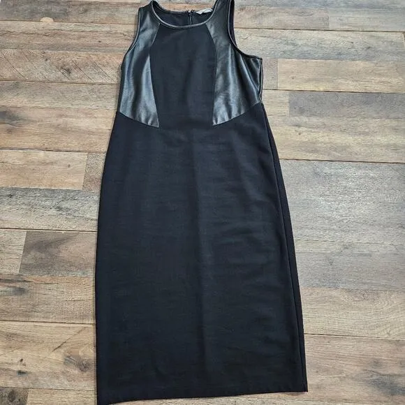 Athleta Ponte On the Town Faux Leather Sleeveless Midi Dress Small