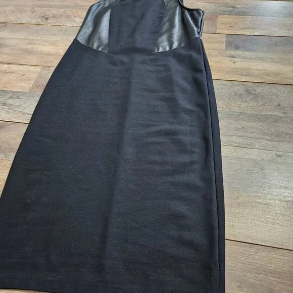 Athleta Ponte On the Town Faux Leather Sleeveless Midi Dress Small