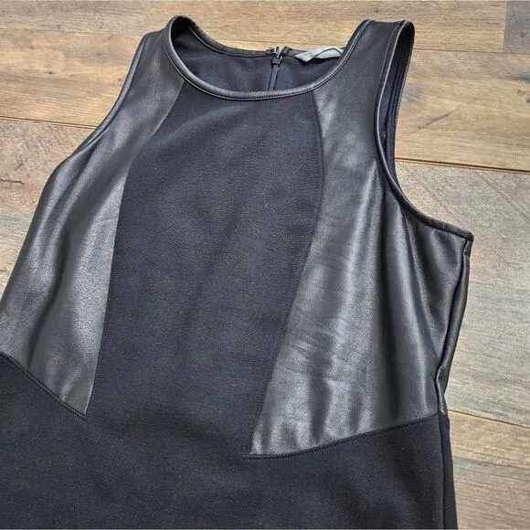 Athleta Ponte On the Town Faux Leather Sleeveless Midi Dress Small