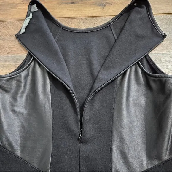 Athleta Ponte On the Town Faux Leather Sleeveless Midi Dress Small