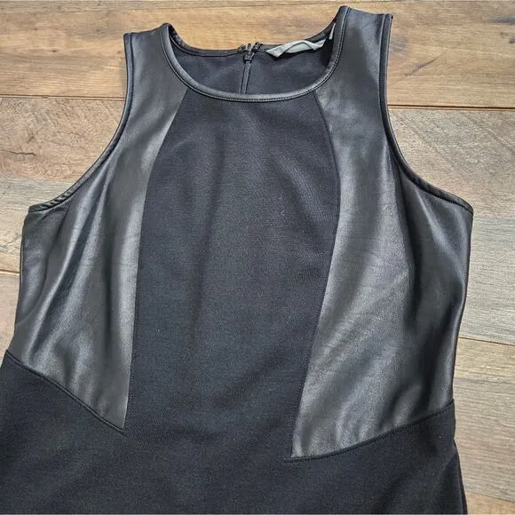 Athleta Ponte On the Town Faux Leather Sleeveless Midi Dress Small