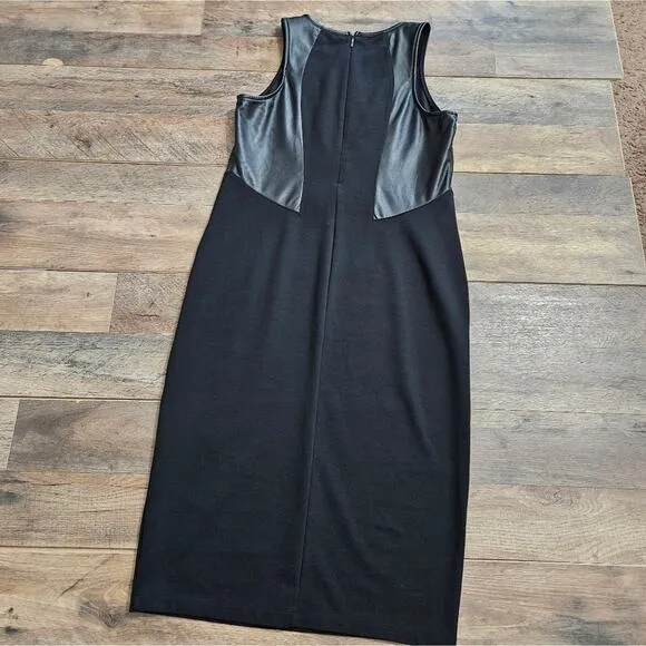 Athleta Ponte On the Town Faux Leather Sleeveless Midi Dress Small